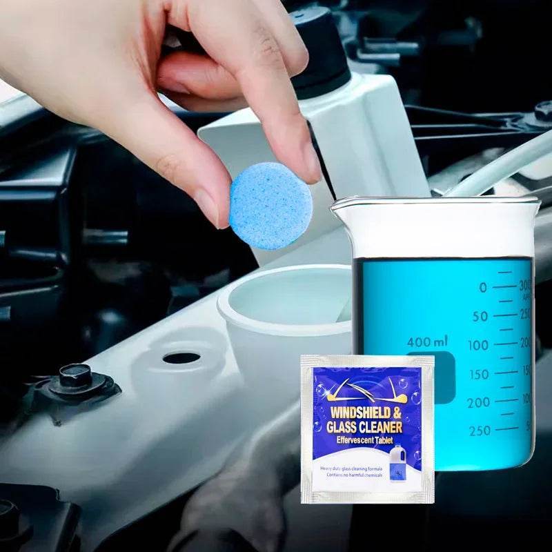 All-Season Windshield Washer Effervescent Tablets – Shellac-Free Concentrate | 1 Tablet Makes 4L Fluid - 10pcs