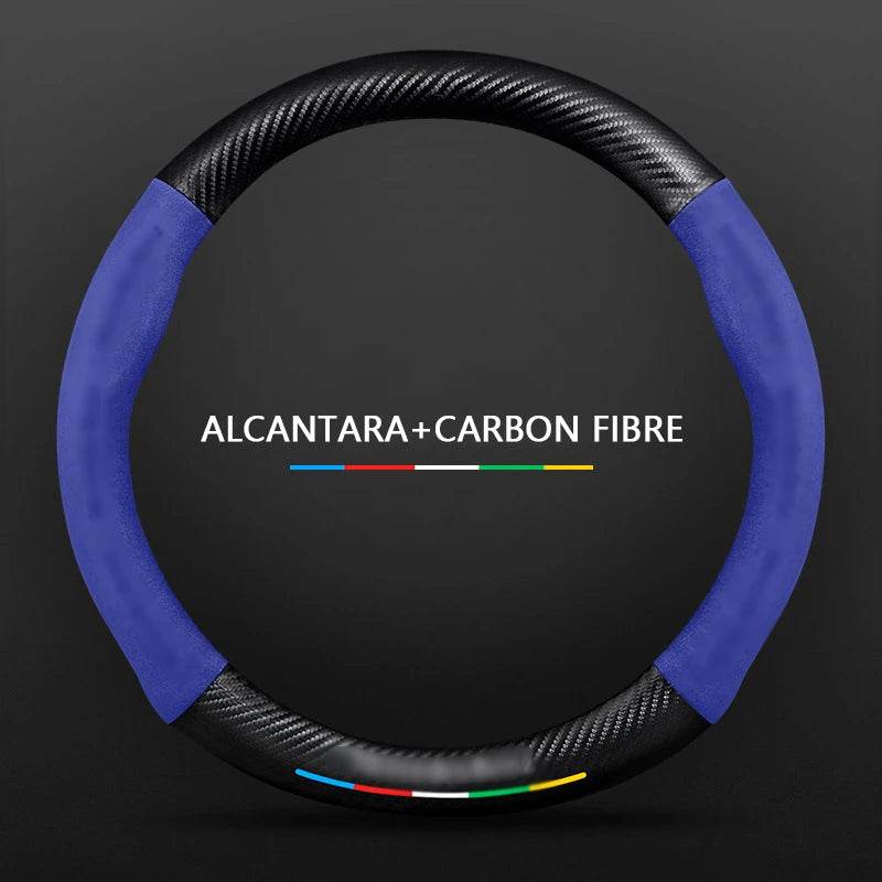 Mercedes Benz Carbon Fiber Leather Car Steering Wheel Cover -