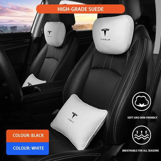 Tesla Car Headrest & Waist Pillow - Headrest White