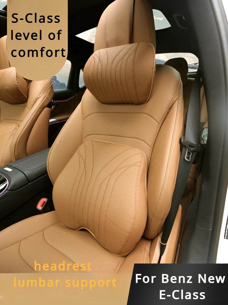 Mercedes-Benz E-Class C/GLC Seat Cushion with Headrest & Lumbar Support - Brown Headrest