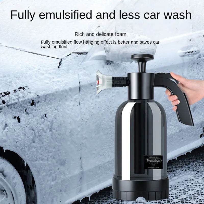 2L Hand Pump Foam Sprayer – Manual Snow Foam Cannon with 3 Nozzles - Black