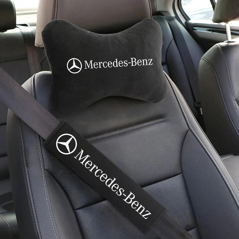 Leather Car Headrest Neck Pillow Head Rest Support Cushion for Mercedes Benz AMG A B C E R G Class GLK CLA GLB GLC GLA W169 W176