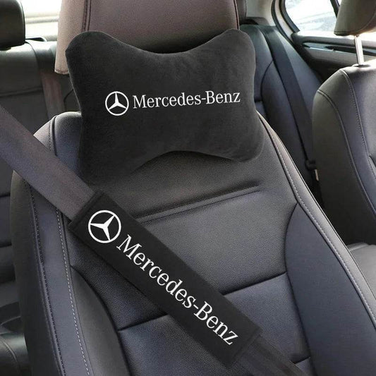 Mercedes Neck Pillow and Seat Belt Pad - Seat Belt Cover-2pc