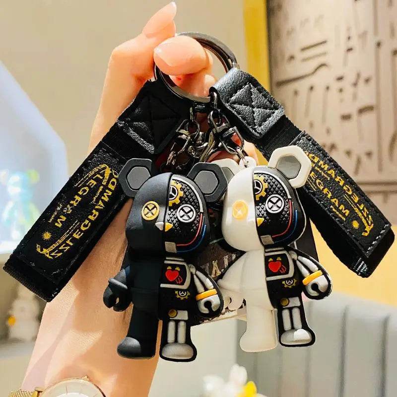 Mechanical Bear Keychain – Cute Cartoon Bag Pendant - 2PCS