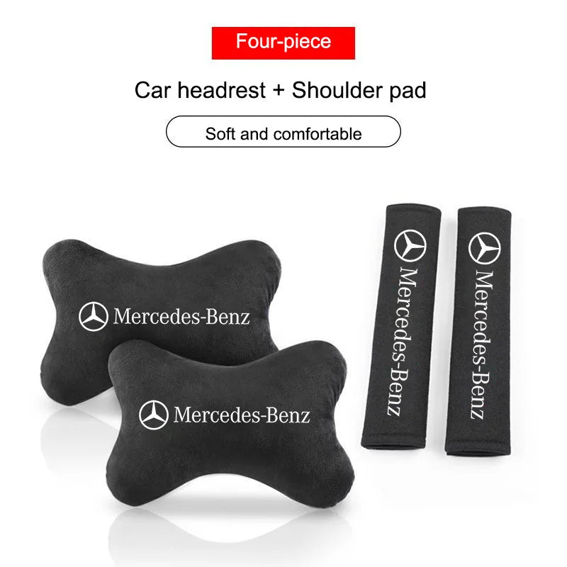 Leather Car Headrest Neck Pillow Head Rest Support Cushion for Mercedes Benz AMG A B C E R G Class GLK CLA GLB GLC GLA W169 W176
