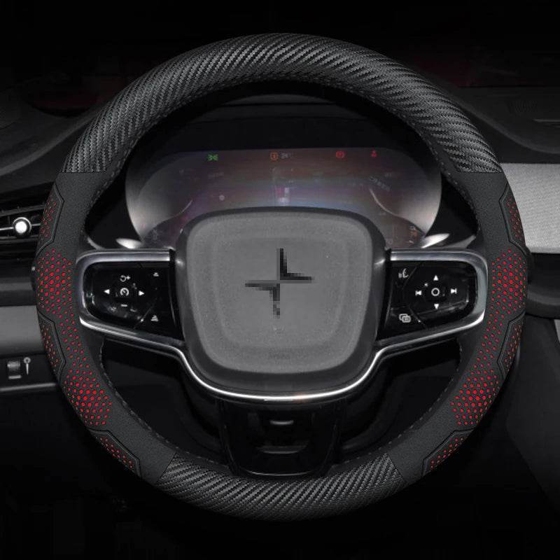 Polestar Carbon Fiber Suede Steering Wheel Cover - O Carbon Red