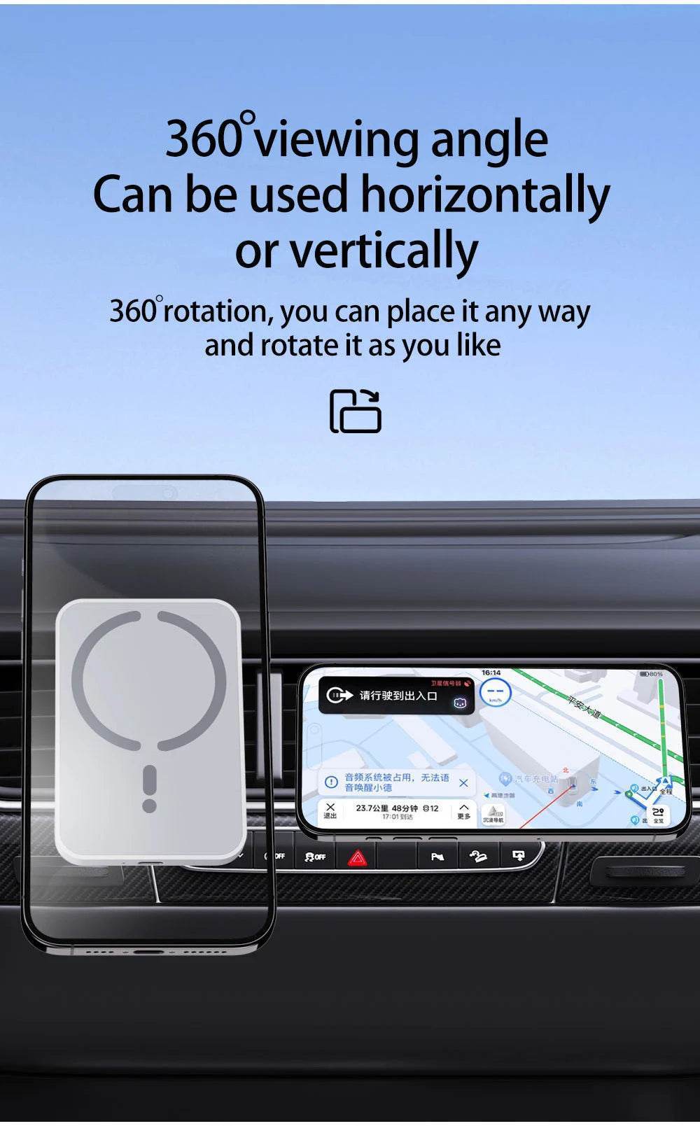 15W MagSafe iPhone Wireless Car Charger – Air Vent Mount - Black