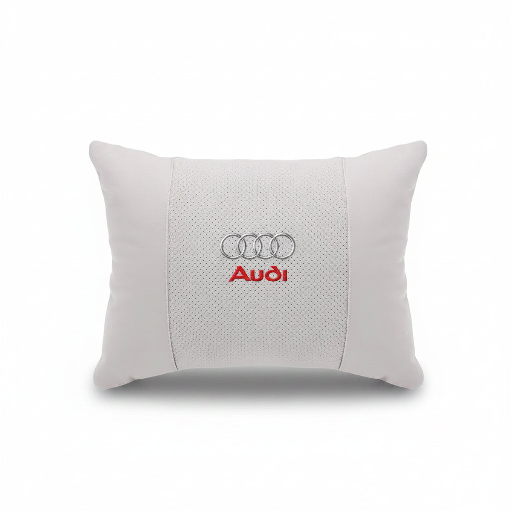 Audi Car Neck Pillow & Lumbar Support - lumbar white