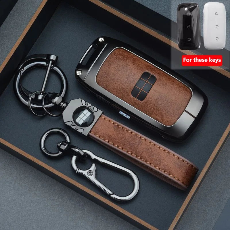 Geely Galaxy EX5 E5 L6 L7 Remote Key Fob Protective Cover Case - Tan with Chain