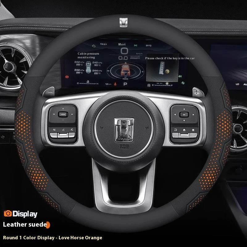 GWM TANK Carbon Fiber Steering Wheel Cover - O Leather Orange