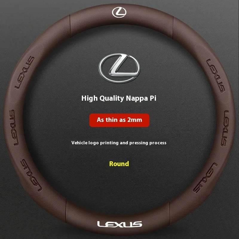 Lexus F SPORT Carbon Fiber Leather Steering Wheel Cover – Fits ES200, ES300, RX300, NX300, IS300, UX300, LX570, GX & More - Leather Black
