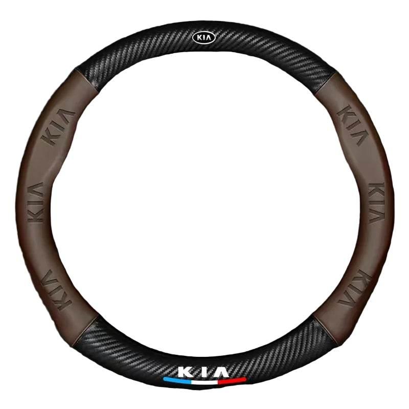 Kia Leather Steering Wheel Cover - brown roundness