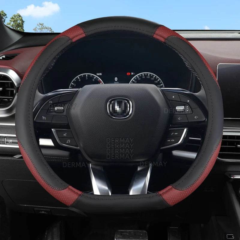 Changan Sports Microfiber Leather Steering Wheel Cover - B- Wine Red