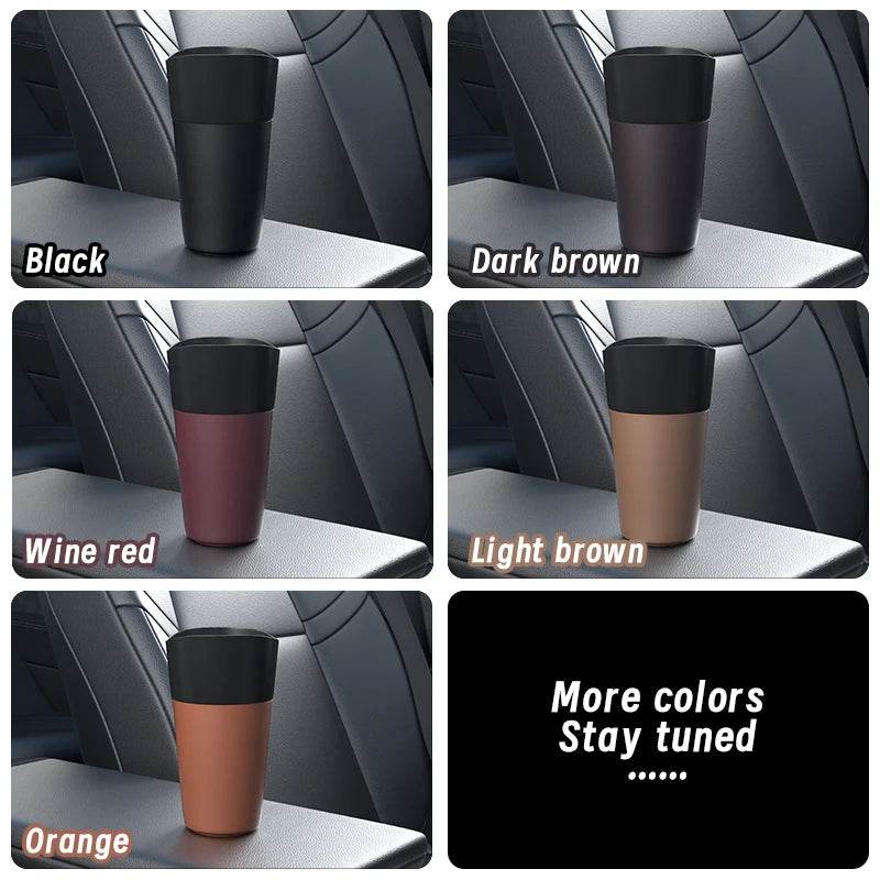 Mini Leather Car Trash Can – Waterproof Dust Bin & Storage Box, Colorful Design - Dark brown