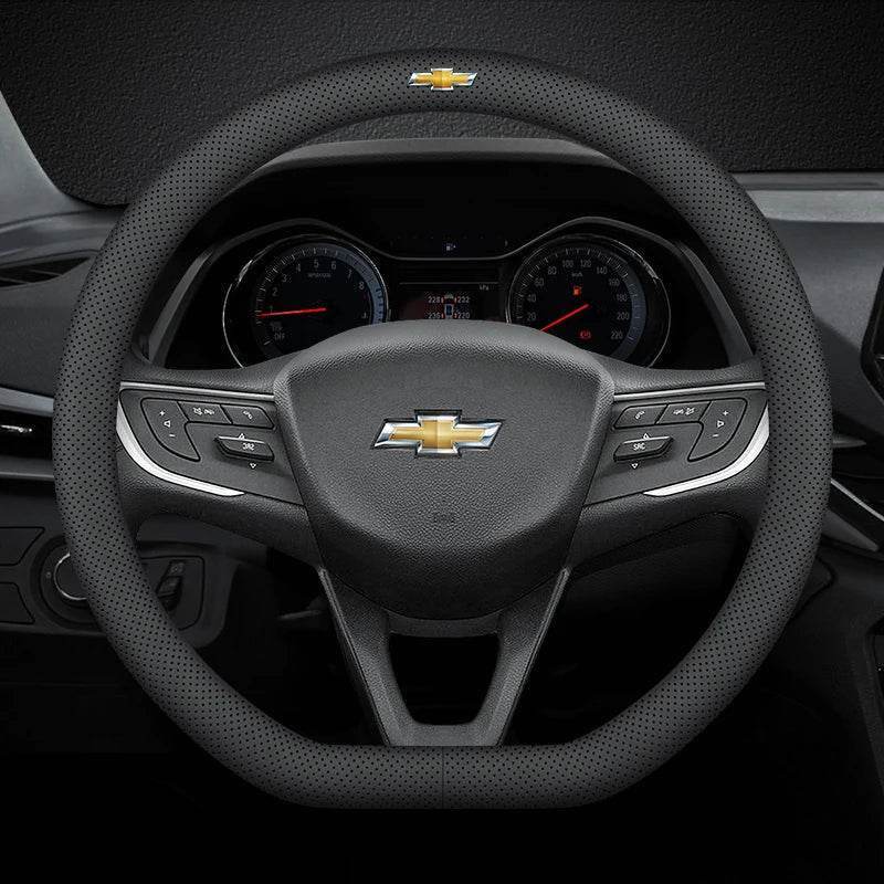Chevrolet Leather Steering Wheel Cover - Black B Type-D