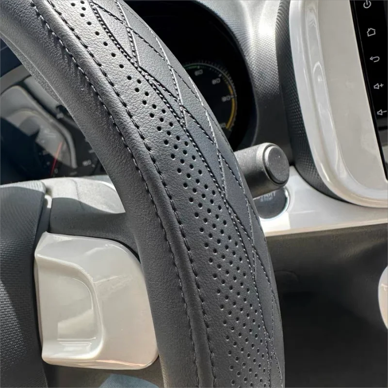Leather Car Steering Wheel Cover – Universal Fit, 15 Inch (38 cm)