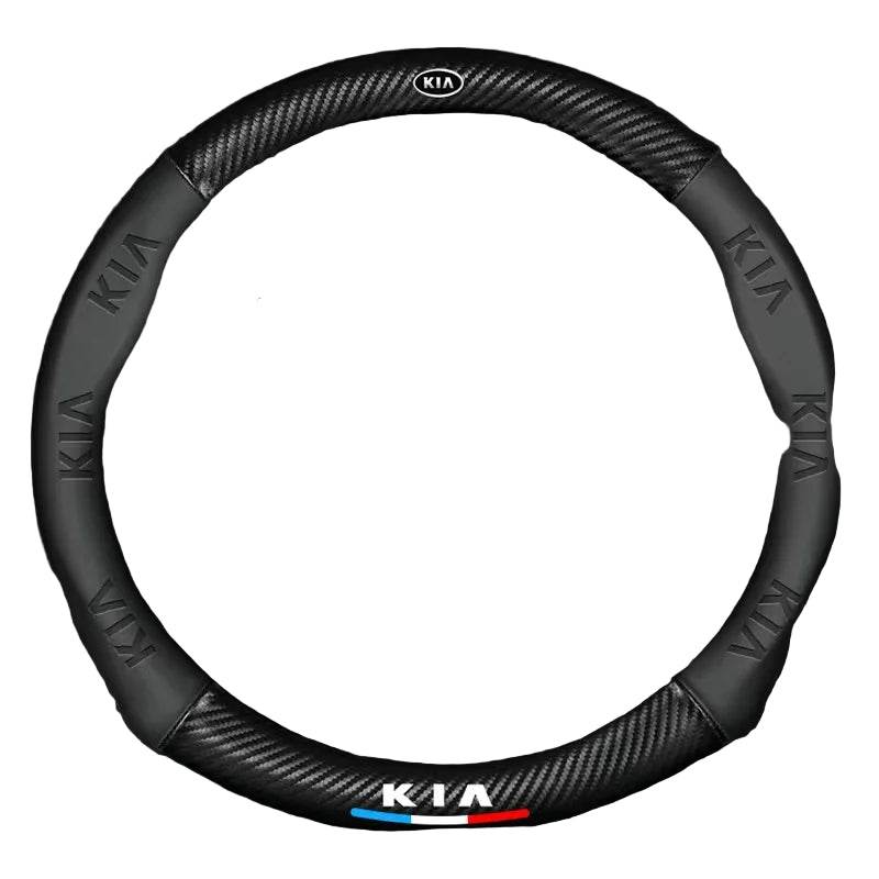 Kia Leather Steering Wheel Cover - black roundness