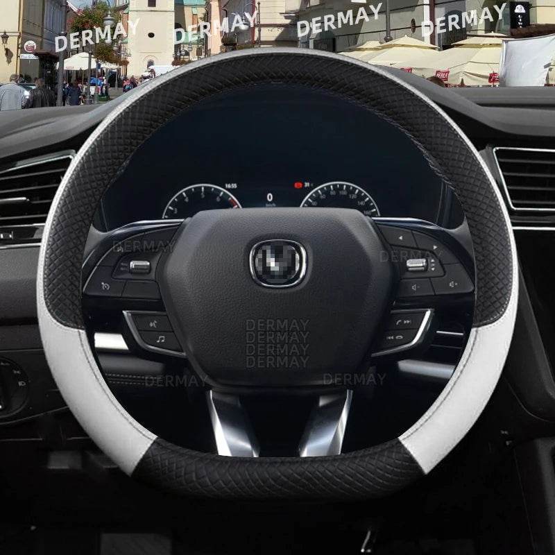 Changan Sports Microfiber Leather Steering Wheel Cover - A- White