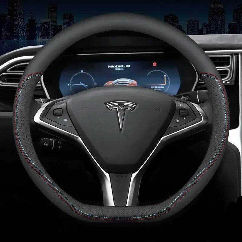 Tesla Premium Leather Steering Wheel Cover - 36 D