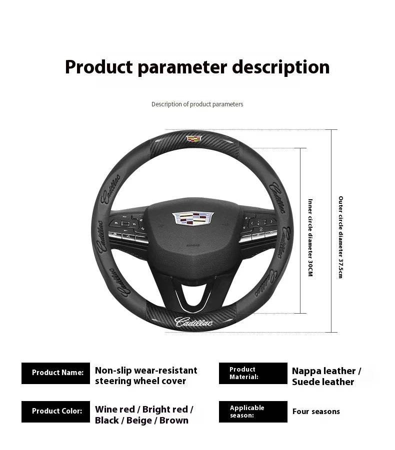 Cadillac Steering Wheel Cover - Leather Black