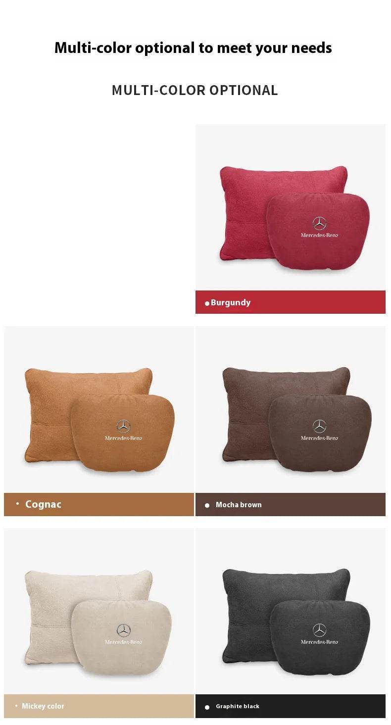 Mercedes Benz Neck Pillow & Lumbar Support Cushion - Cognac Neck Pillow