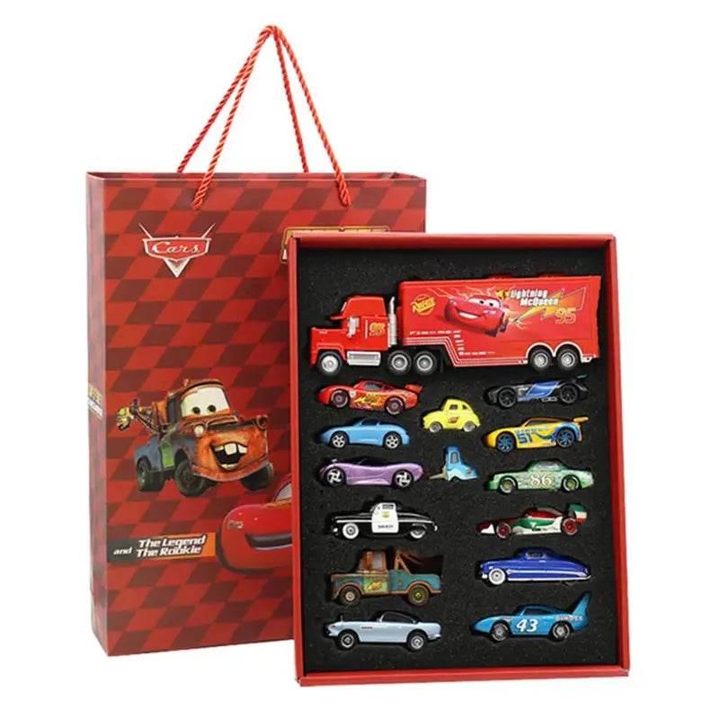 Disney Pixar Cars Gift Box – Diecast Lightning McQueen & Jackson Storm Set - 15Pcs