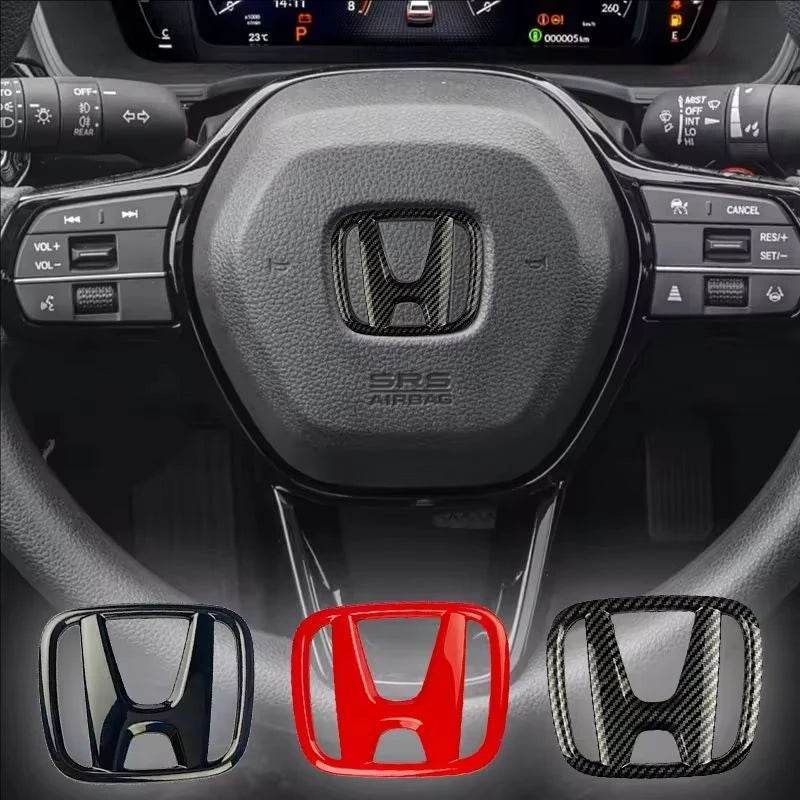 Honda 3D ABS Steering Wheel Emblem Sticker - Black