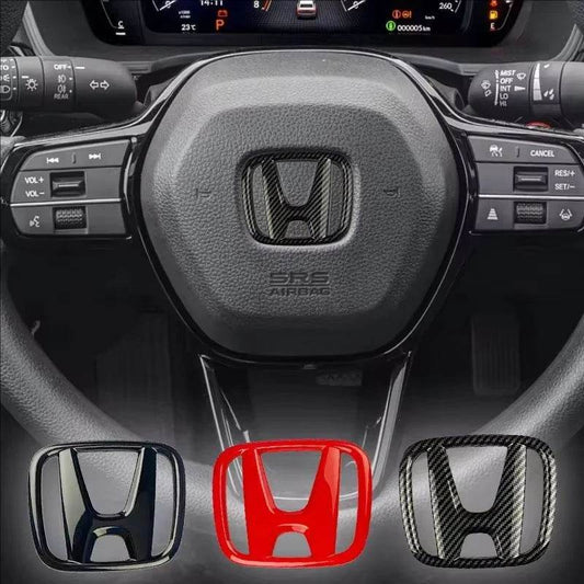 Honda 3D ABS Steering Wheel Emblem Sticker - Black