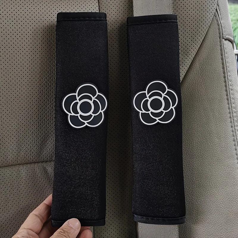 2pcs Flower Shoulder Pad Car Seat Belt Covers Interior Protection