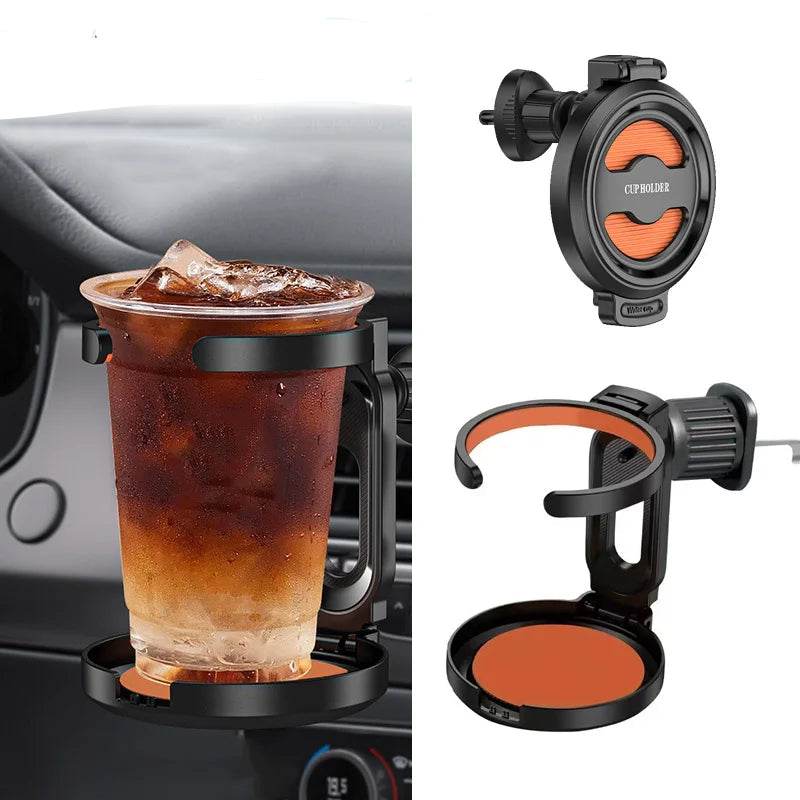Foldable Car Cup Holder | Air Vent Drink Bracket & Organizer - Long Base