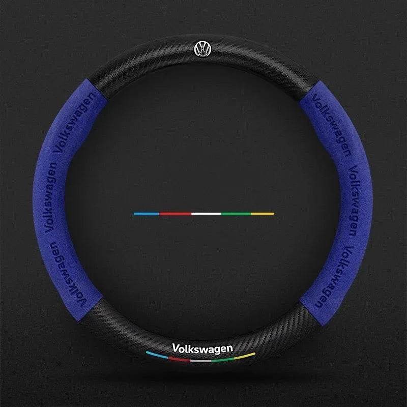 Volkswagen Leather Steering Wheel Cover - O-Blue