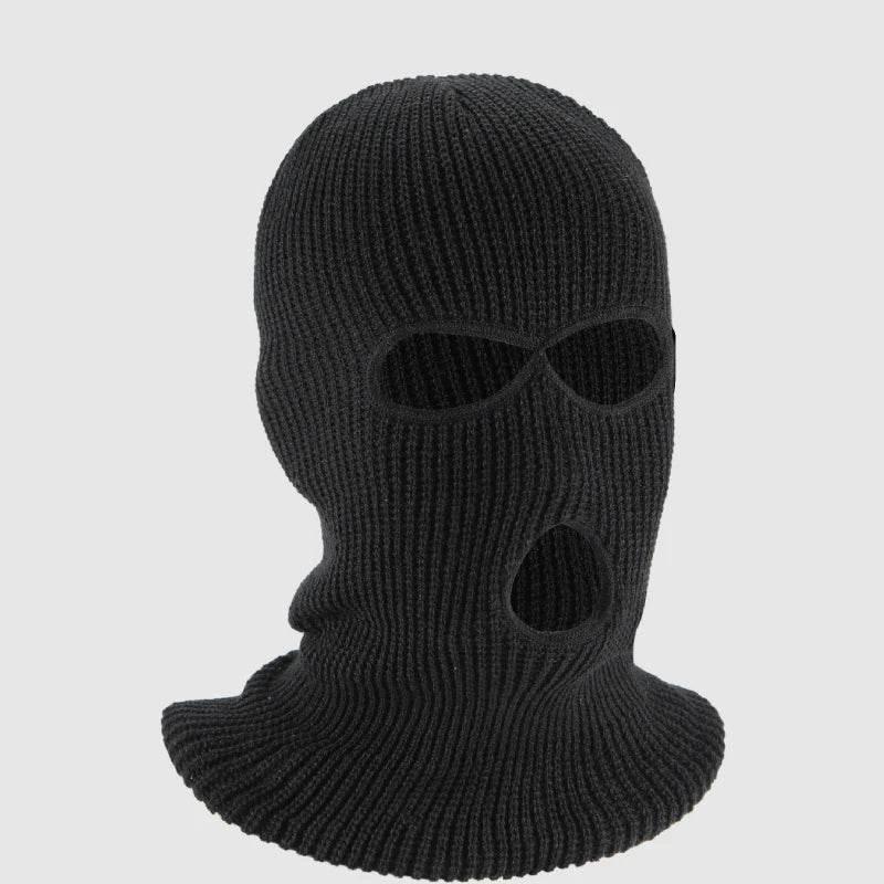 3-Hole Funny Car Seat Headrest Cover – Full Face Ski Mask Design - Black
