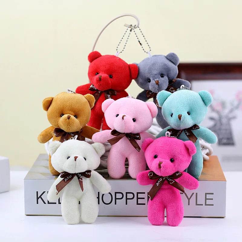 Mini Teddy Bear Plush Keychain – Soft Stuffed Doll Pendant - PINK