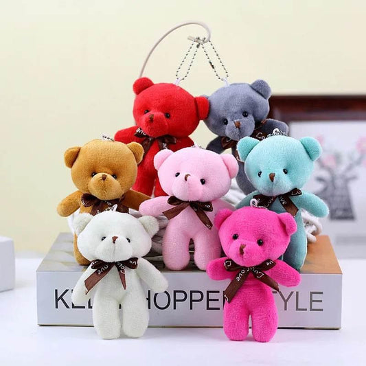 Mini Teddy Bear Plush Keychain – Soft Stuffed Doll Pendant - PINK