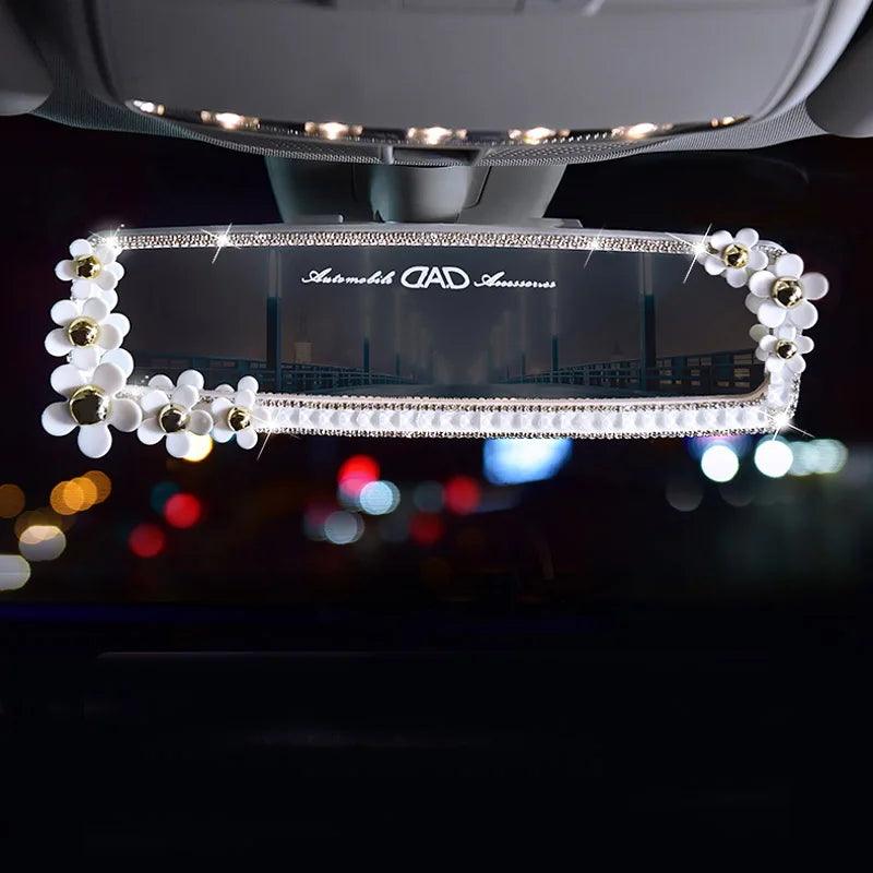 Butterfly Rhinestone Car Mirror Decor - Crystal Diamond Bowknot