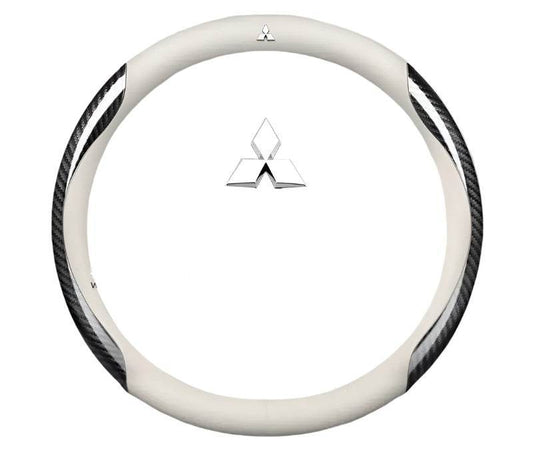 Mitsubishi Carbon Fiber Steering Wheel Cover - Carbon FIber white