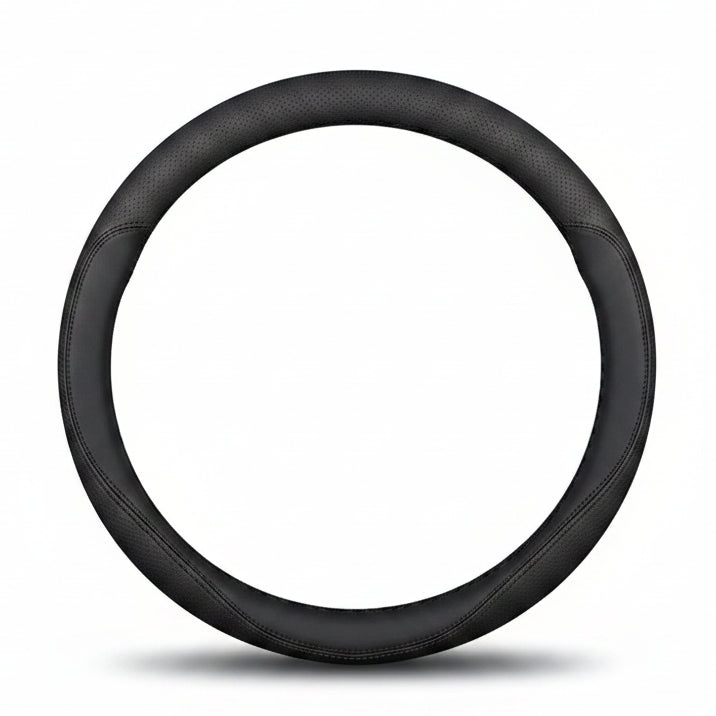 Ford Leather Steering Wheel Cover - Round Shape-Black-2