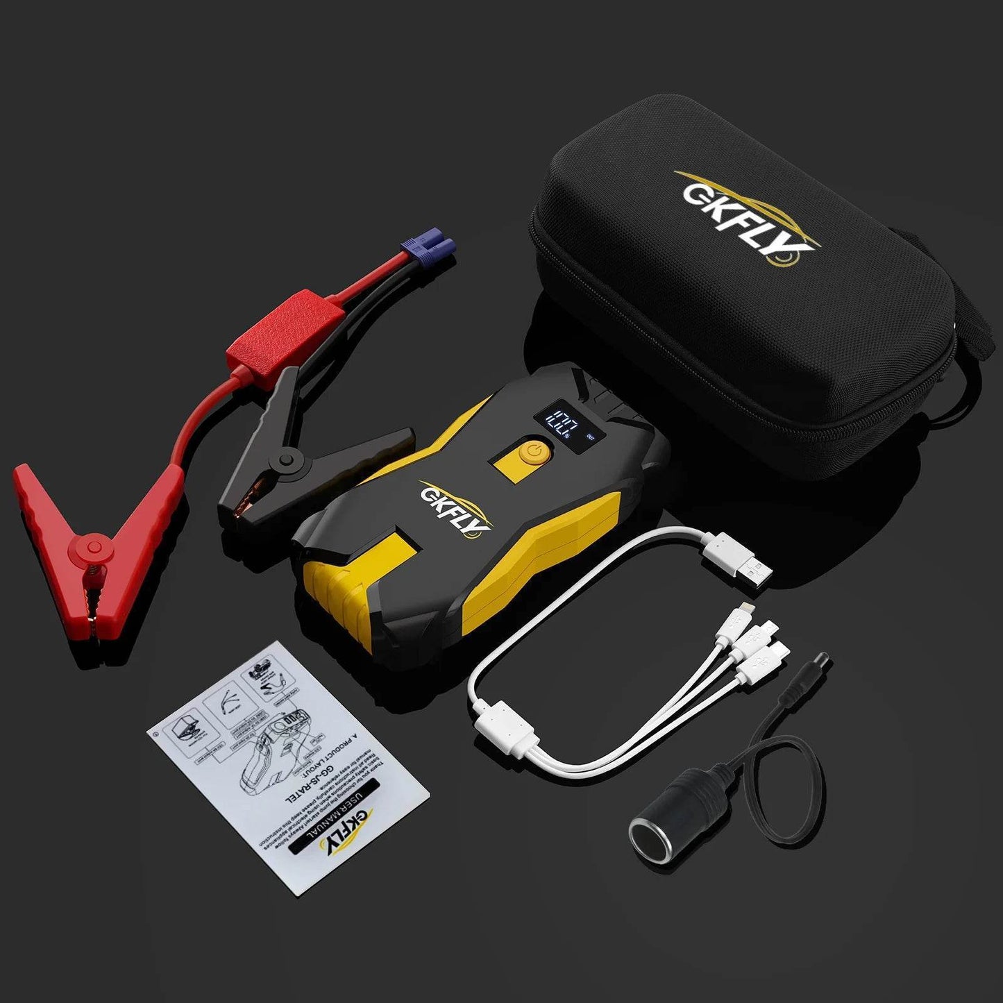 GKFLY 2000A Portable Car Jump Starter – 12V Battery Booster & Power Bank for Petrol & Diesel Vehicles -