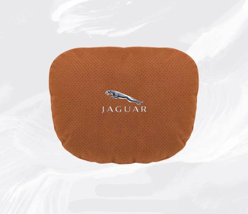 Breathable Suede Car Neck Pillow for Jaguar XE, XJ, XF, E-Pace, XJL & More - headrest 1pc black