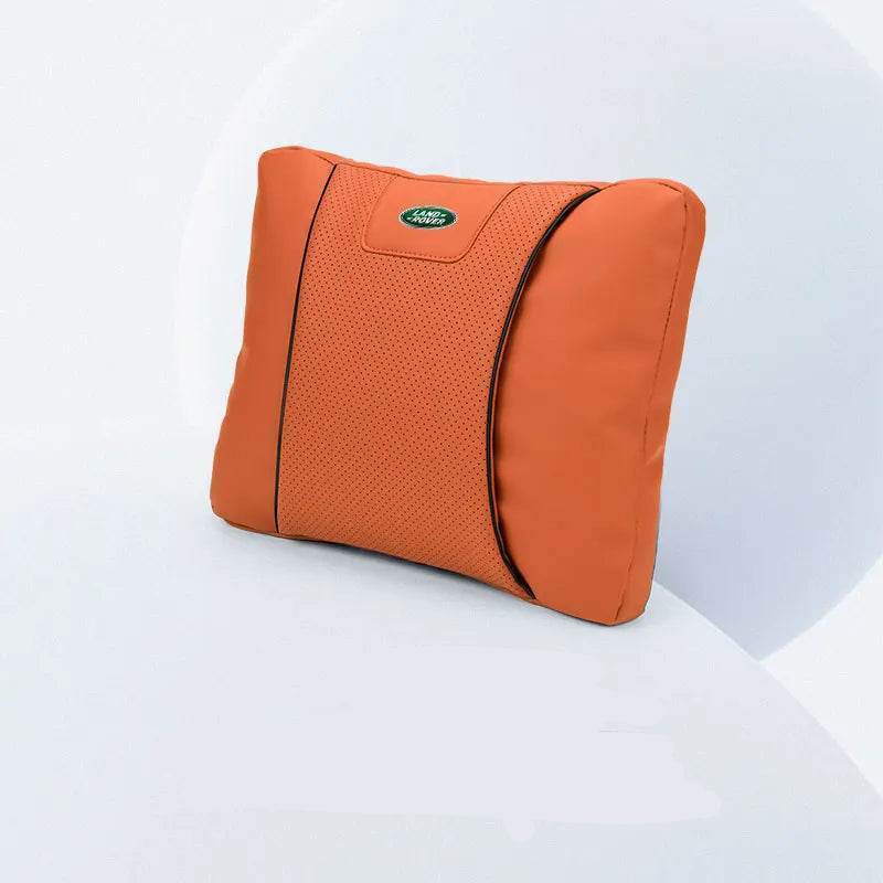 Land Rover Leather Car Neck Pillow & Lumbar Support - lumbar orange