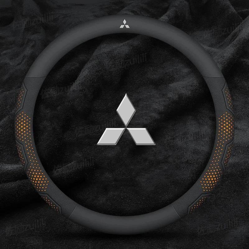 Mitsubishi Steering Wheel Cover - Leather Orange