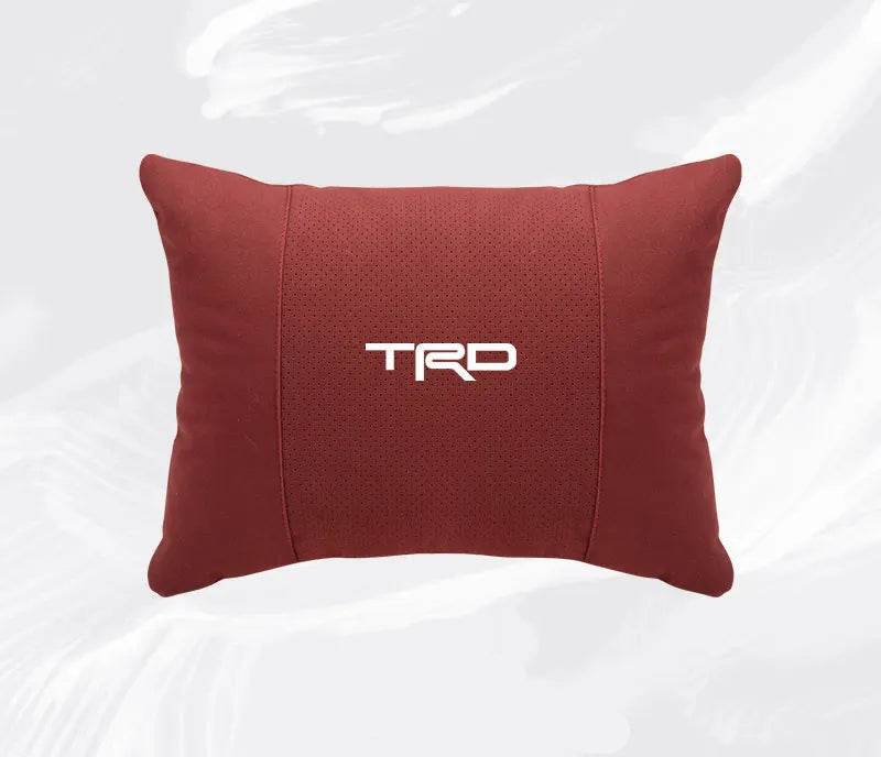 TRD Suede Car Neck Pillow for Toyota Corolla, Yaris, Camry, Prius & More - lumbar red