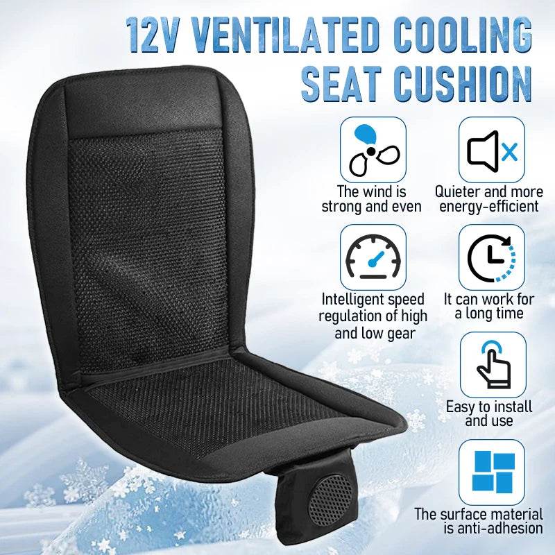 DC 12V Car Seat Cooling Cushion for Summer - 1pcs Black