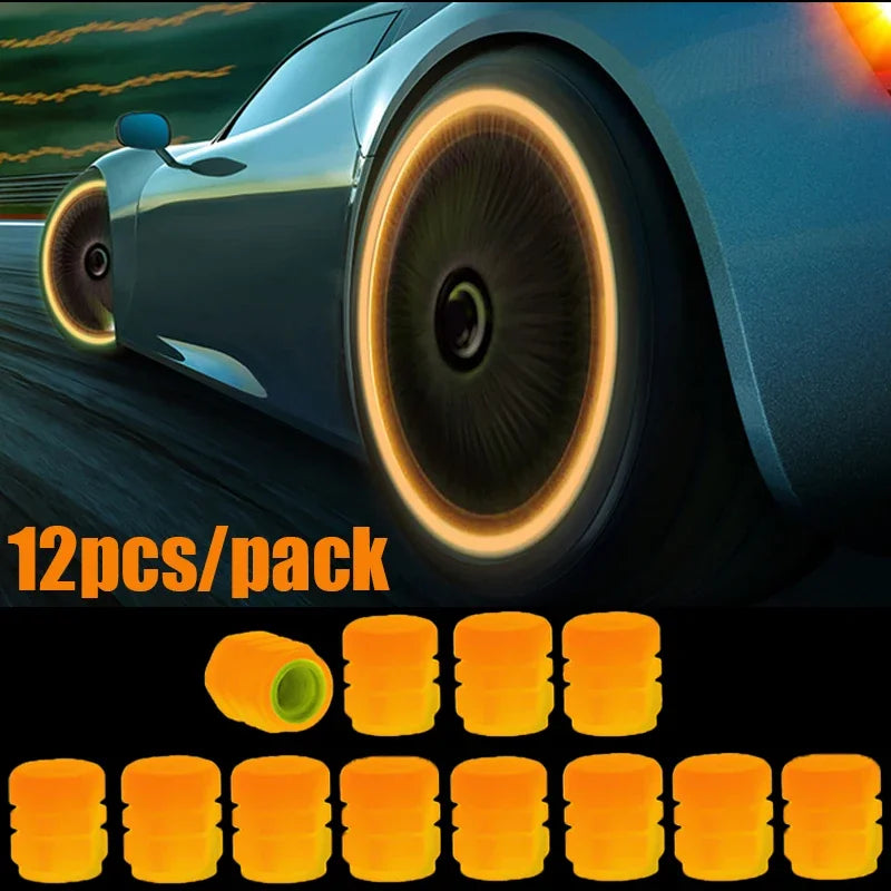4/16pcs Luminous Valve Caps Car Fluorescent Tire Valves Cap Glow in The Dark Car Motorcycle Bike Wheel Plug Tyre Hub Cover Decor - Carmoods