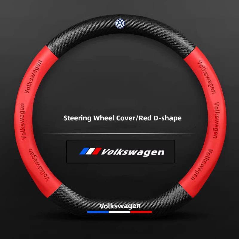 Volkswagen Carbon Fiber Steering Wheel Cover - Carbon red - DX