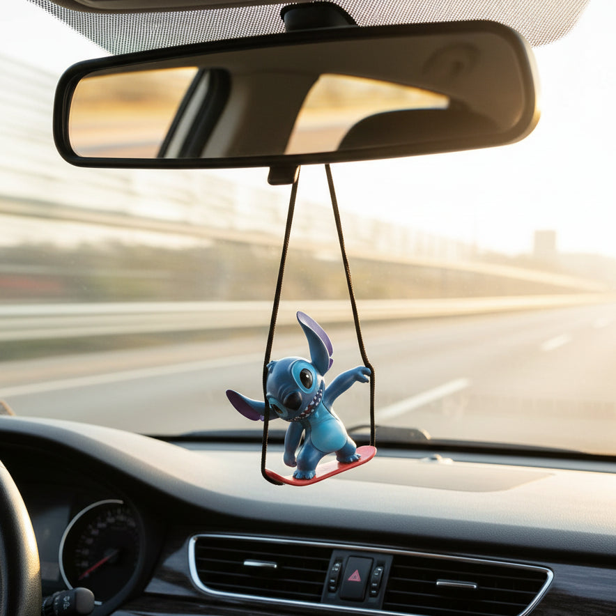 Disney Stitch Car Rearview Mirror Hanging Pendant Action Figure - B