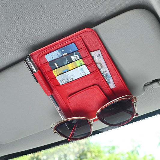 Multi-Pocket Car Visor Organizer – for Cards, Glasses & Essentials - Grey