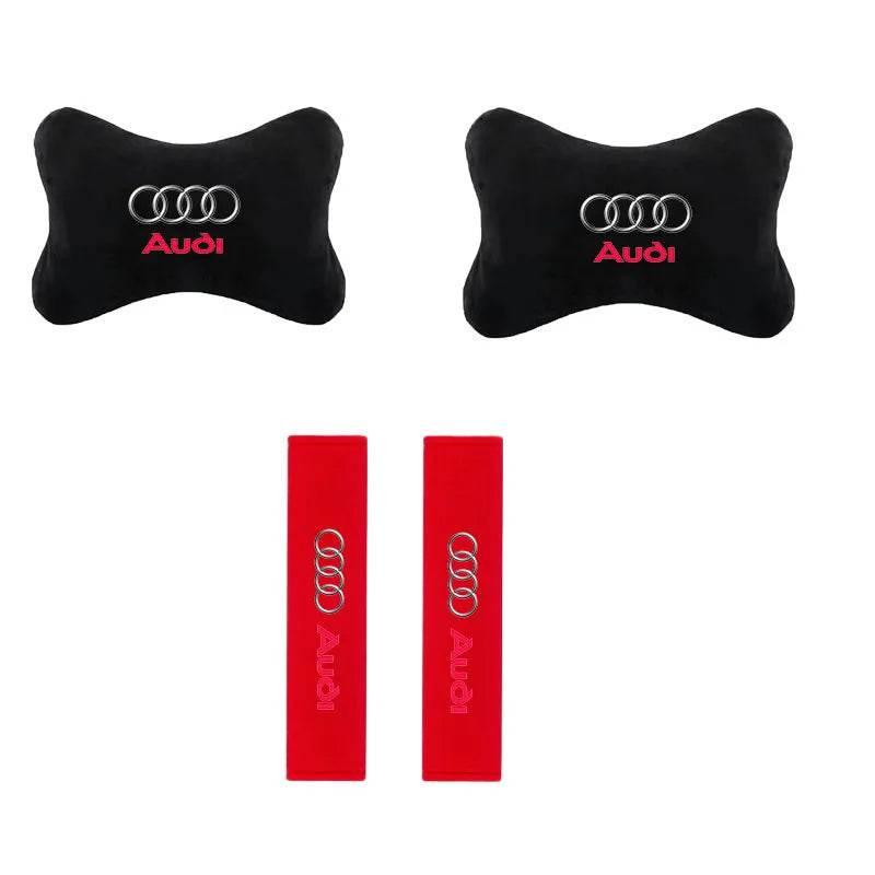 Audi Neck Pillow and Seat Belt Pad - Red