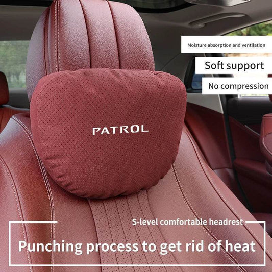 Nissan Patrol Headrest & Lumbar Waist Rest - Neck Support Pillow - Brown Headrest