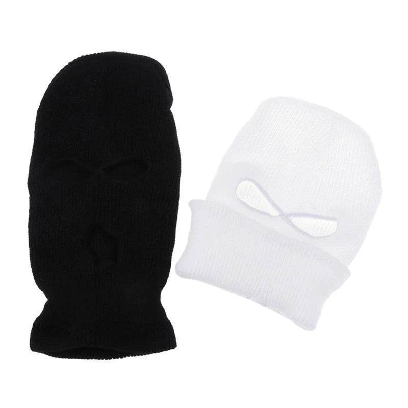 3-Hole Funny Car Seat Headrest Cover – Full Face Ski Mask Design - White